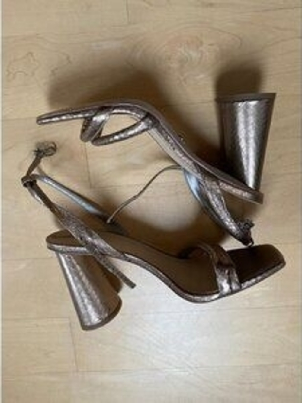 Nordstrom Metallic Bronze Strappy Heeled Sandals - Picture 2 of 7
